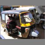 An autorickshaw: we rode many in Delhi