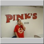 Eating a hot dog at Pink's