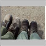 Our boots after the hike (Puneet's on the left)